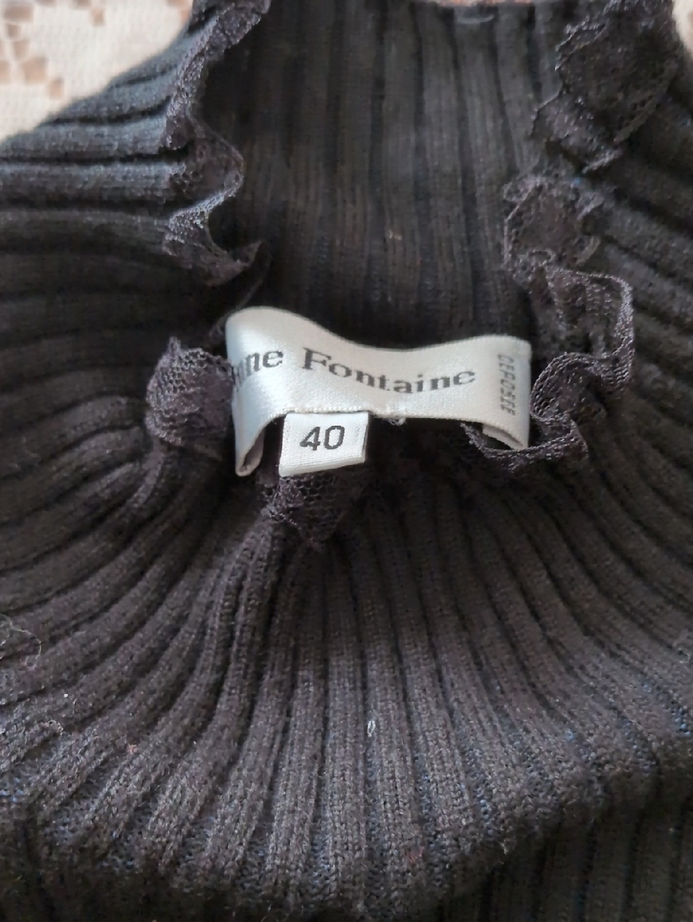 Black Stretch Woman's Top, Size 40( Med. to Lge)